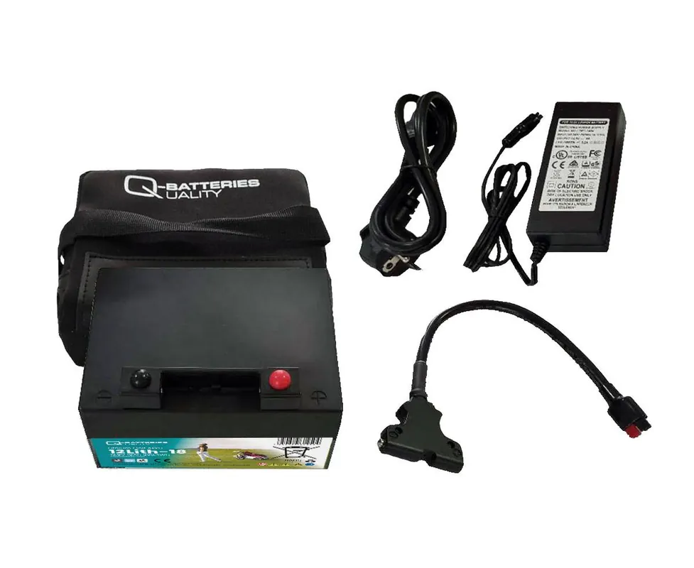 Q-Batteries 12Lith-18 Lithium Akku Pack Golf 12,8V 18Ah 230,4Wh inkl. Ladegerät + Tasche Ausverkauf
