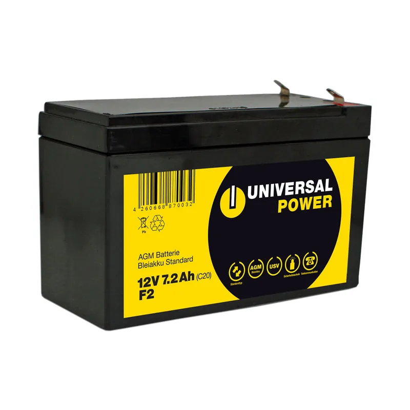 Highlight Universal Power AGM UPS12-7.2 F2 12V 7,2Ah AGM Batterie USV Akku wartungsfrei Anschluss F2
