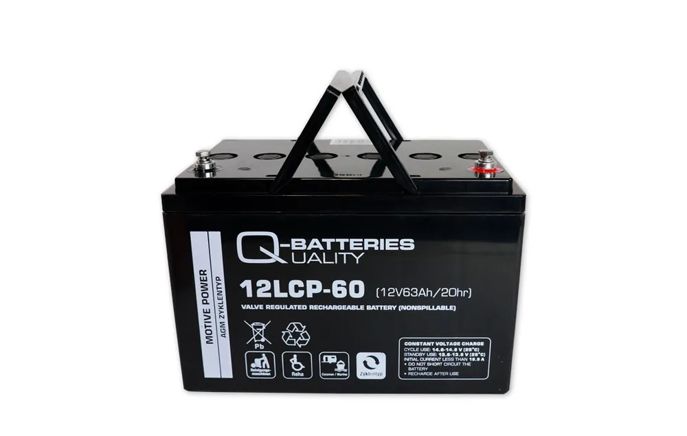 Beliebt Q-Batteries 12LCP-60 / 12V - 63Ah Blei Akku Zyklentyp AGM - Deep Cycle VRLA