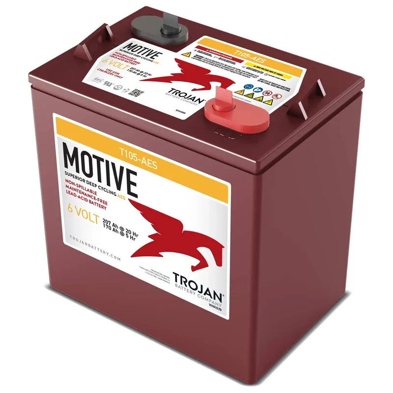 Trojan T-105 AES 6V 207Ah (C20) Deep Cycle Blei-AGM Traktionsbatterie M8-Anschluss Sofort Bestellen