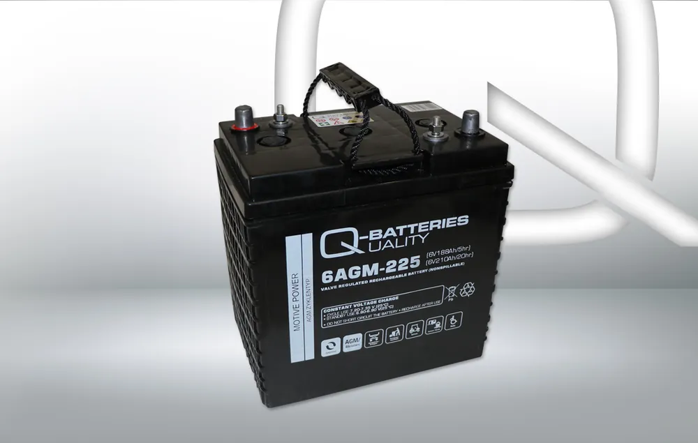 Q-Batteries 6AGM-225 Traktionsbatterie 6V 188Ah (5h) 210Ah (20h), wartungsfreier AGM-Akku VRLA Versand Am Gleichen Tag