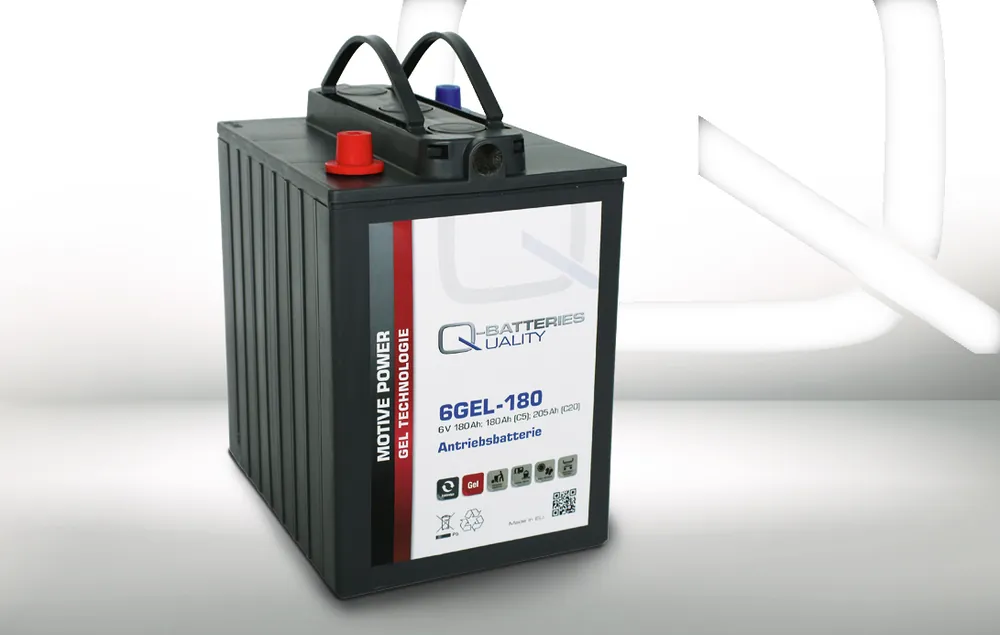 Q-Batteries 6GEL-180 Antriebsbatterie 6V 180Ah (5h) 205Ah (20h) wartungsfreier Gel-Akku VRLA Preisreduziert