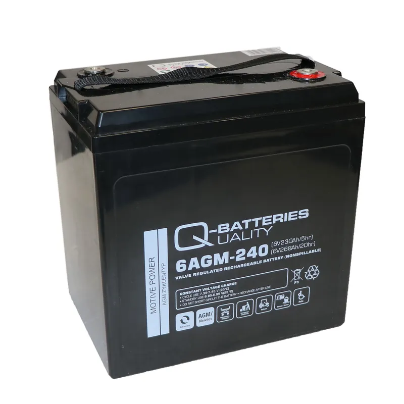 Garantierte Lieferung Q-Batteries 6AGM-240 Traktionsbatterie 6V 230Ah (5h) 268Ah (20h), wartungsfreier AGM-Akku VRLA