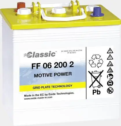 Neu Im Sortiment Exide Classic FF 06 200 2 Antriebsbatterie 6 Volt 200 Ah (5h) drivemobil Traktionsbatterie