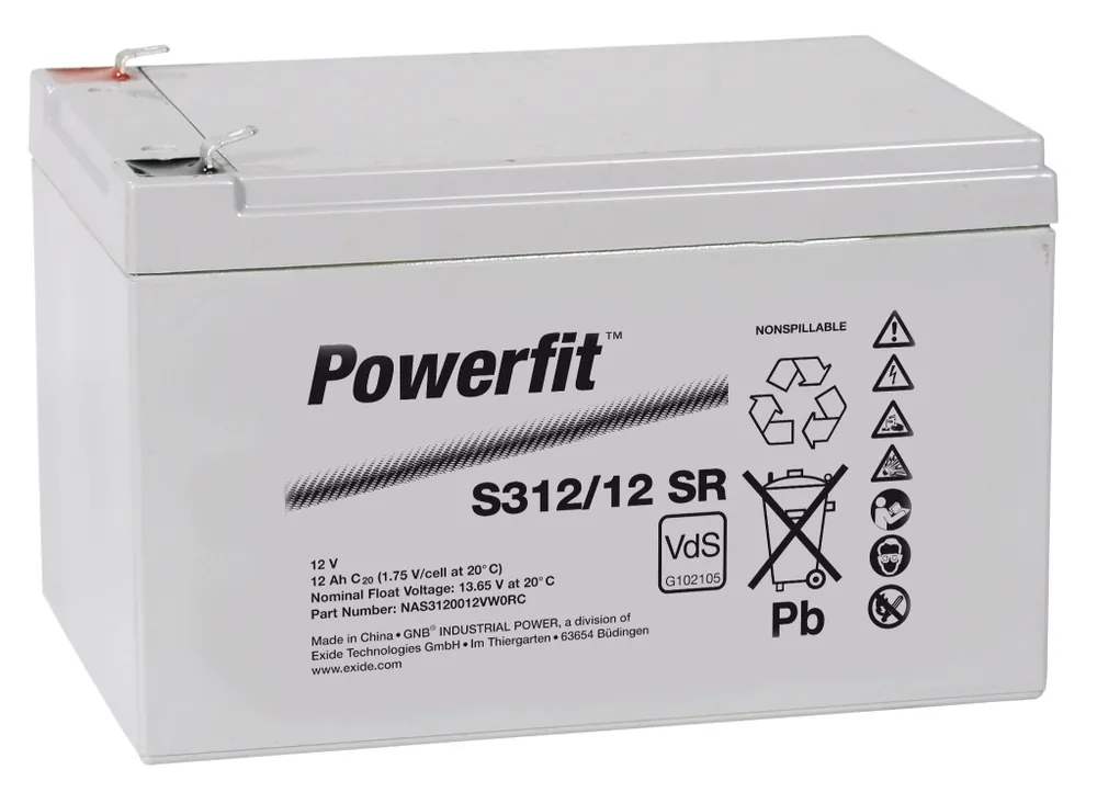 Markenprodukt Exide Powerfit S312/12 SR 12V 12Ah dryfit Blei-Akku AGM mit VdS