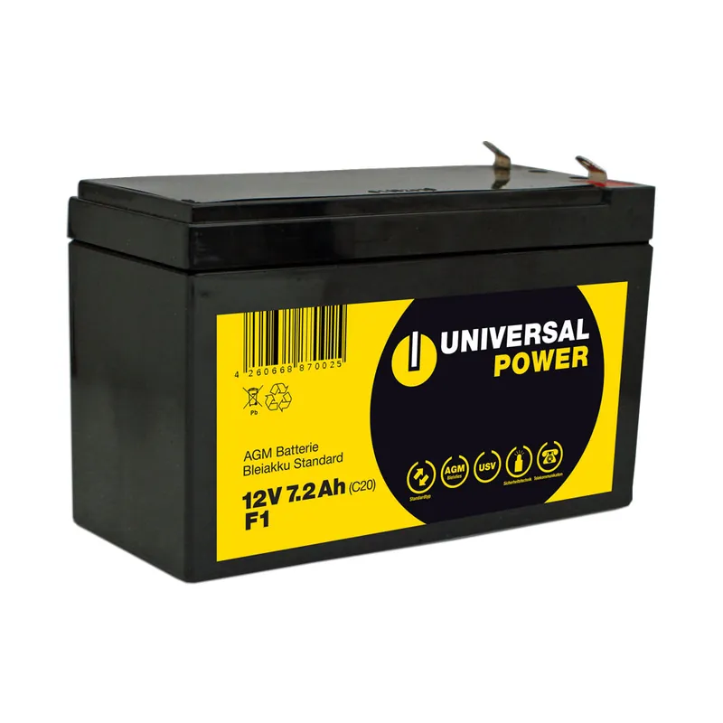 Universal Power AGM UPS12-7.2 F1 12V 7,2Ah AGM Batterie USV Akku wartungsfrei Anschluss F1 Bestpreis