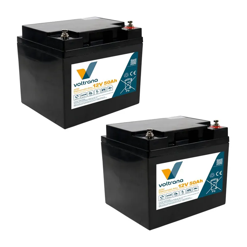 Sofort Bestellen Elektromobil-Akku passend für Invacare Breeze 24V 2 x 12V 50Ah – Voltrana Ersatzakku