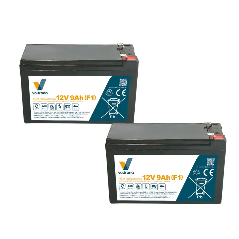 Rollstuhlakku passend für MiniMax Elektrorollstuhl 24V 2 x 12V 9Ah – Voltrana Ersatzakku Expressversand