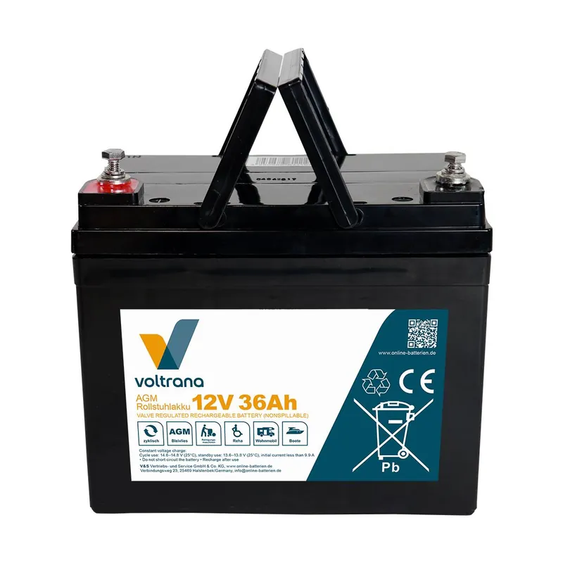 Rollstuhlakku passend für Amigo Mobility Value Shopper XL (2 each) 12V 1 x 12V 36Ah – Voltrana Ersatzakku Jetzt Bestellen