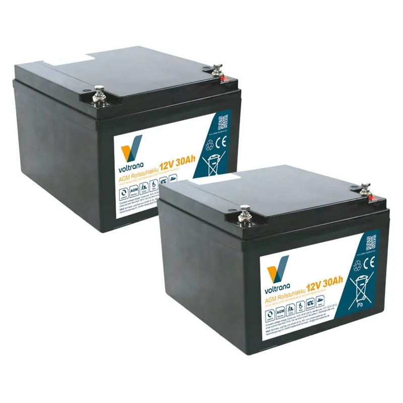 Rollstuhlakku passend für Access Point Medical AXS8000 24V 2 x 12V 30Ah – Voltrana Ersatzakku Wochenendangebot