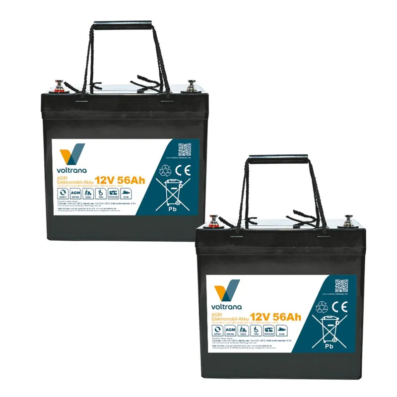 Elektromobil-Akku passend für Sunrise / Sterling Sterling Quartz 24V 2 x 12V 56Ah – Voltrana Ersatzakku Bestseller