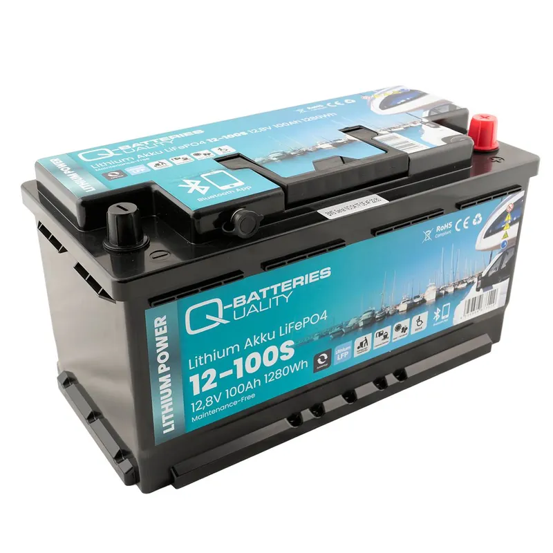 Top-Seller Q-Batteries Lithium Akku 12-100S 12,8V 100Ah 1280Wh LiFePO4 Batterie mit Bluetooth Heizung