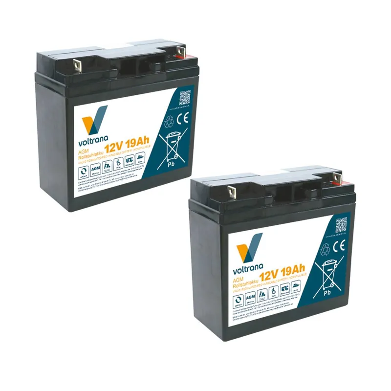 Begrenztes Angebot Rollstuhlakku passend für Suiter Destination 24V 2 x 12V 19Ah – Voltrana Ersatzakku