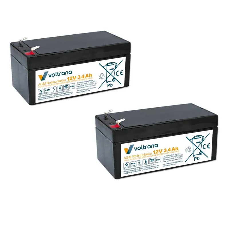 Rollstuhlakku passend für AAT S-max 24V 2 x 12V 3,4Ah – Voltrana Ersatzakku Versand Am Gleichen Tag