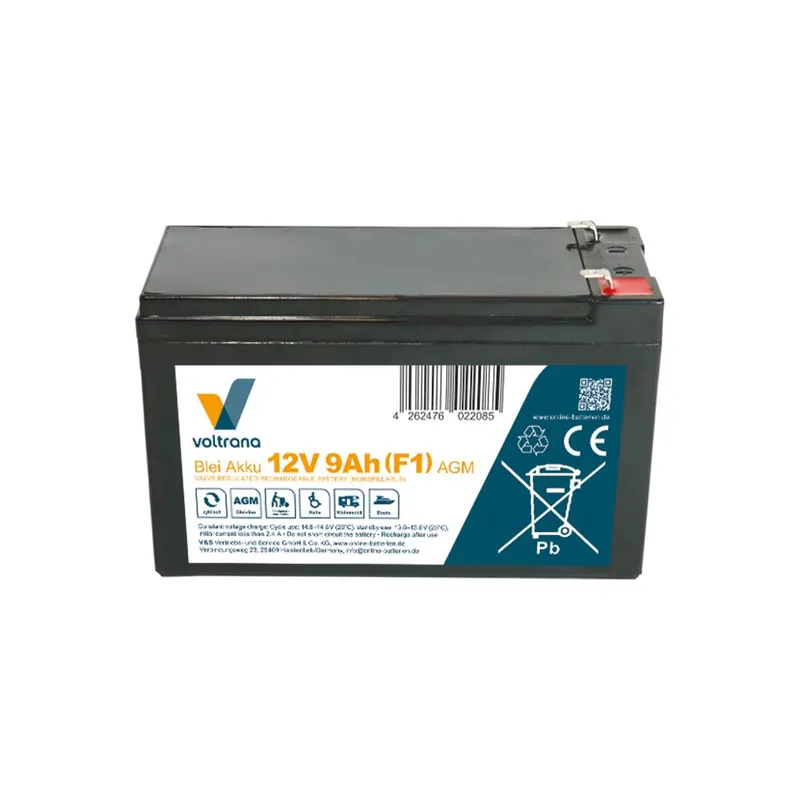Versand Am Gleichen Tag Voltrana AGM Blei Akku 12V 9Ah (F1)