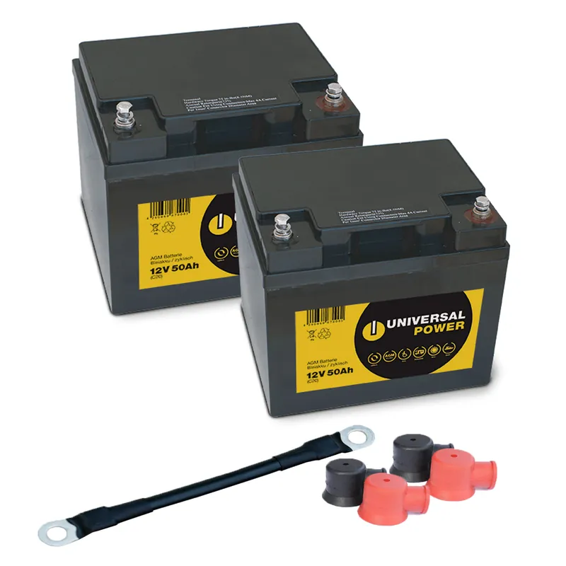 Universal Power AGM Batterie für Rollstuhl Scooter 2 x 50Ah + Batteriekabel Kracherpreis