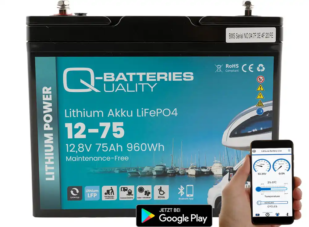 Q-Batteries Lithium Akku 12-75 12,8V 75Ah 960Wh LiFePO4 Batterie mit Bluetooth Jetzt Kaufen