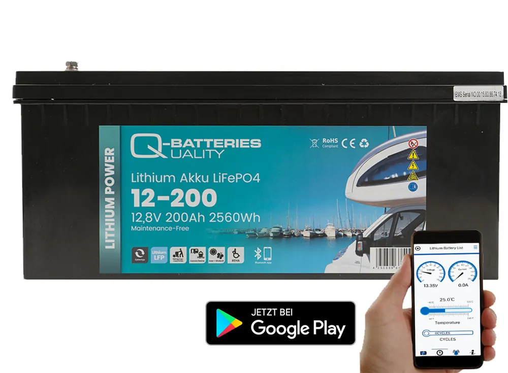 Ausverkauf Q-Batteries Lithium Wohnmobilbatterie 12-200 12,8V 200Ah 2560Wh LiFePO4 Akku