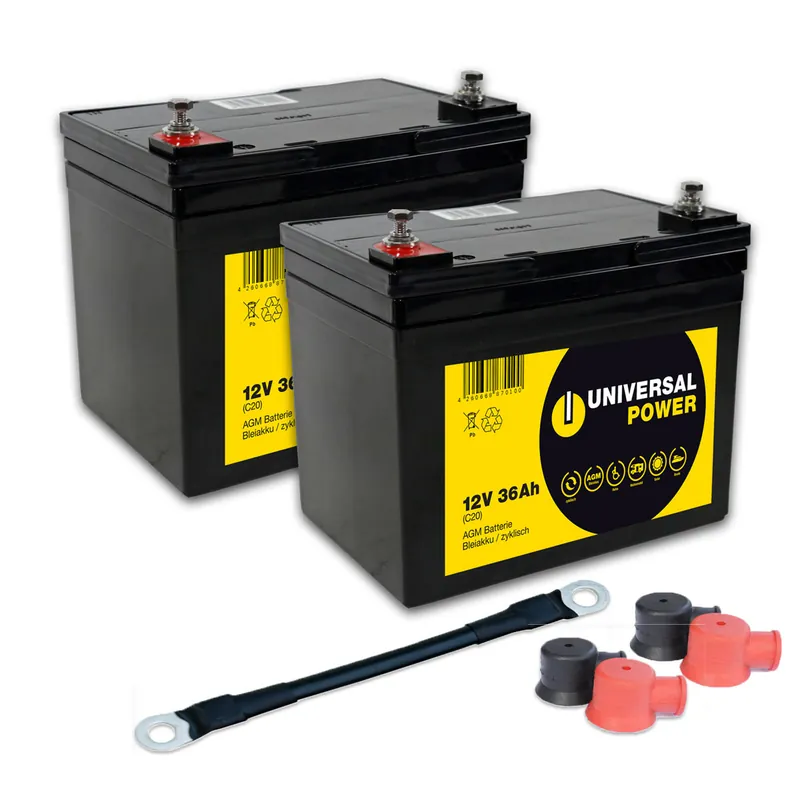 Universal Power AGM Batterie für Rollstuhl Scooter 2 x 36Ah + Batteriekabel Neu Im Sortiment