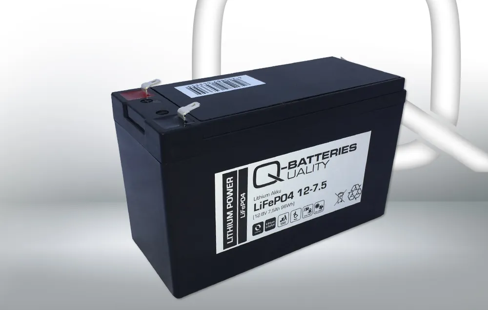 Preisreduziert Q-Batteries Lithium Akku 12-7.5 12,8V 7,5Ah 96Wh LiFePO4 Lithium-Eisenphosphat