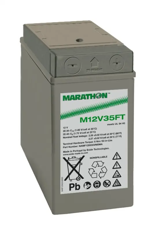 Neuheit Exide Marathon M12V35FT 12V 35Ah UL 94-V0 Frontterminal AGM Blei-Vlies Akku VRLA
