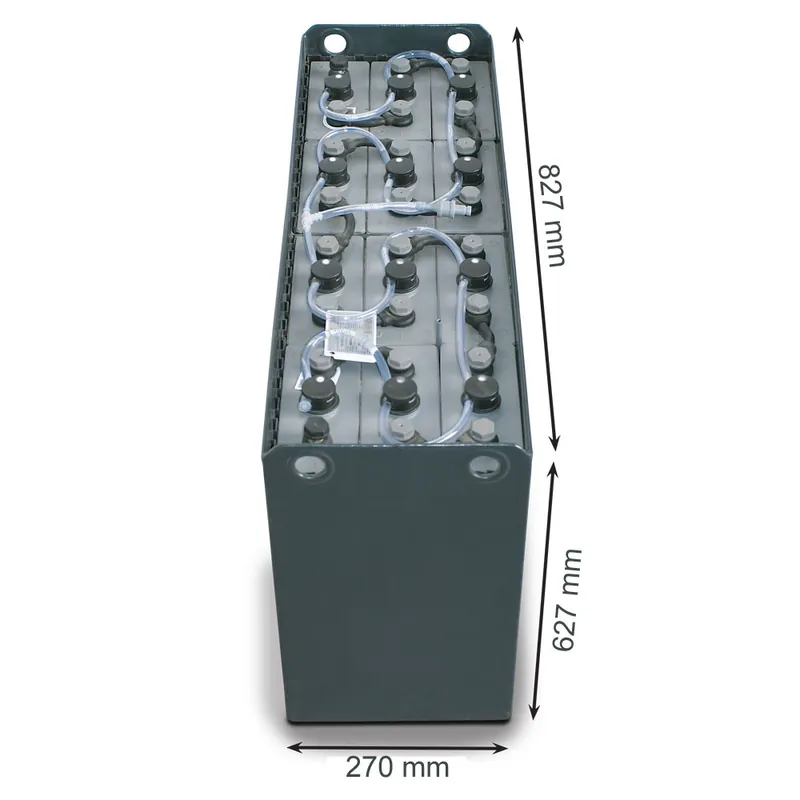 Q-Batteries 24V Gabelstaplerbatterie 4 PzS 460 DIN A (827 * 270 * 627) Trog 57014025 inkl.Aquamatik Direktkauf