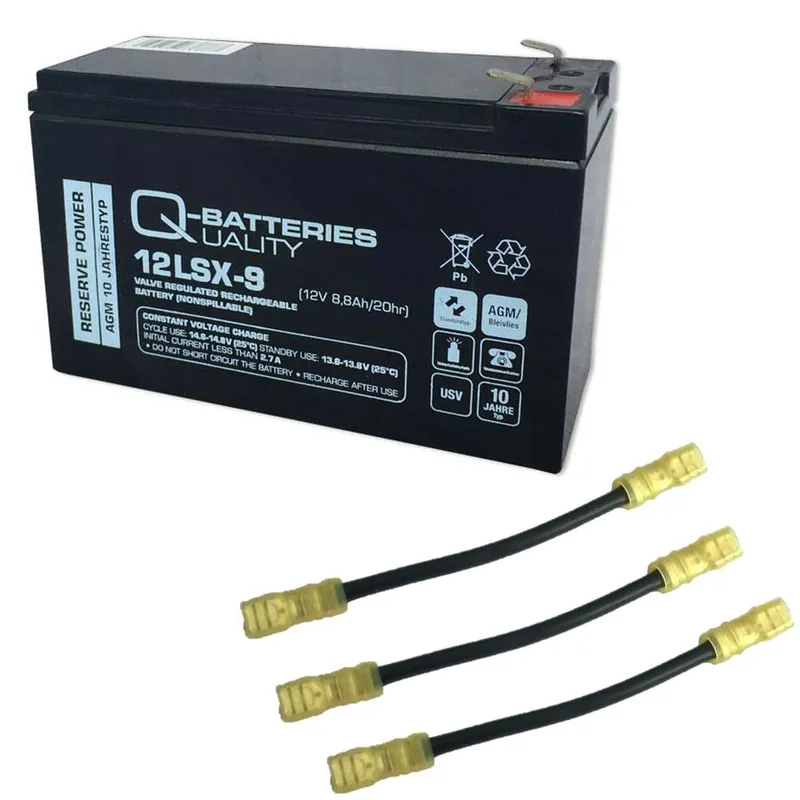 Neu Q-Batteries 216V-Anlage 18 x 12LSX-9 für Sicherheitsbeleuchtung Inkl. Zubehör und Verbinder