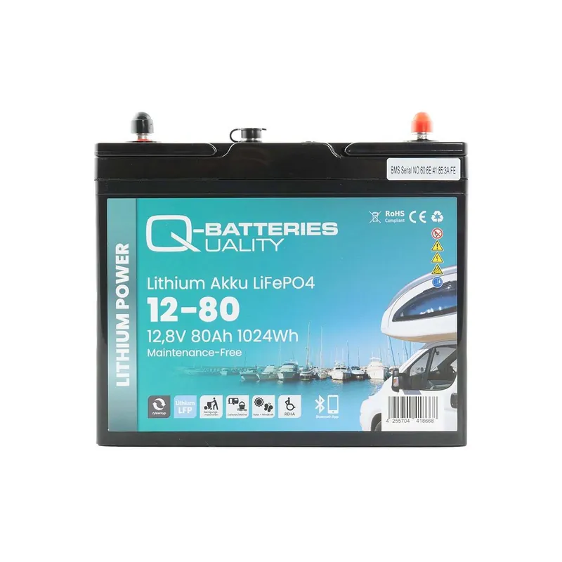 Q-Batteries Lithium Akku 12-80 12,8V 80Ah 1024Wh LiFePO4 Batterie mit Bluetooth Nur Heute