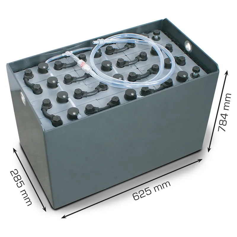 Neue Ware Q-Batteries 24V Gabelstaplerbatterie 3 PzS 420 Ah DIN B (625 * 285 * 784mm L/B/H) Trog 57014121 inkl. Aquamatik