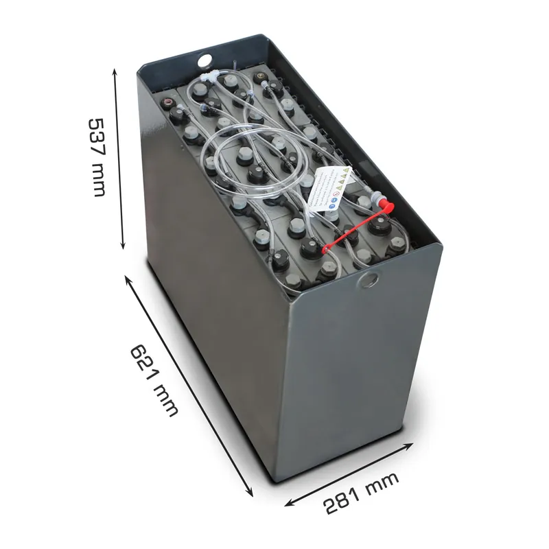 Q-Batteries 24V Gabelstaplerbatterie 3 PzS 240 Ah DIN B (621 * 281 * 537mm L/B/H) Trog 57014122 inkl. Aquamatik Schneller Versand