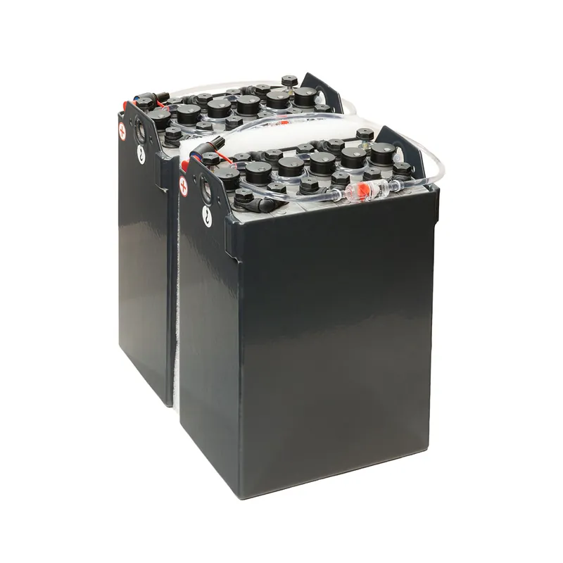 Q-Batteries 24V Gabelstaplerbatterie 2 PzS 160 Ah (je 295 * 211 * 450mm L/B/H) Doppeltrog 43250600 inkl. Aquamatik Zertifiziert