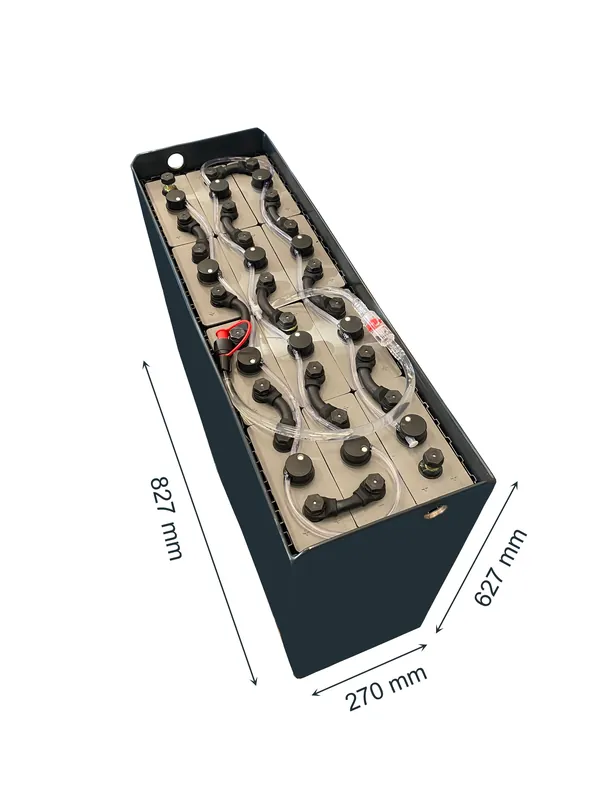Q-Batteries 24V Gabelstaplerbatterie 4 PzS 500 DIN A (827 * 270 * 627) Trog 57014025 inkl.Aquamatik Zertifiziert