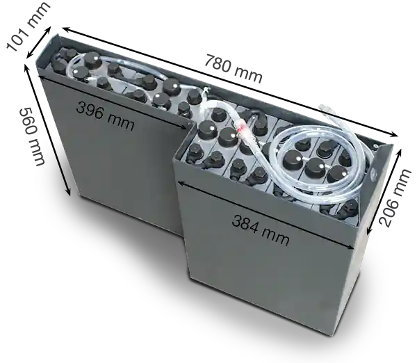 Q-Batteries 24V Gabelstaplerbatterie 2 PzS 180 Ah (780 x 206 x 560mm L/B/H) Trog 57284045 inkl. Aquamatik Ausverkauf