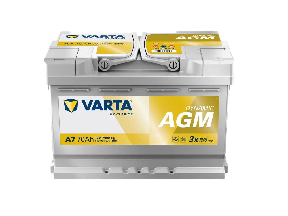 Preiswert VARTA A7 Silver Dynamic AGM 12V 70Ah 760A Autobatterie Start-Stop 570 901 076