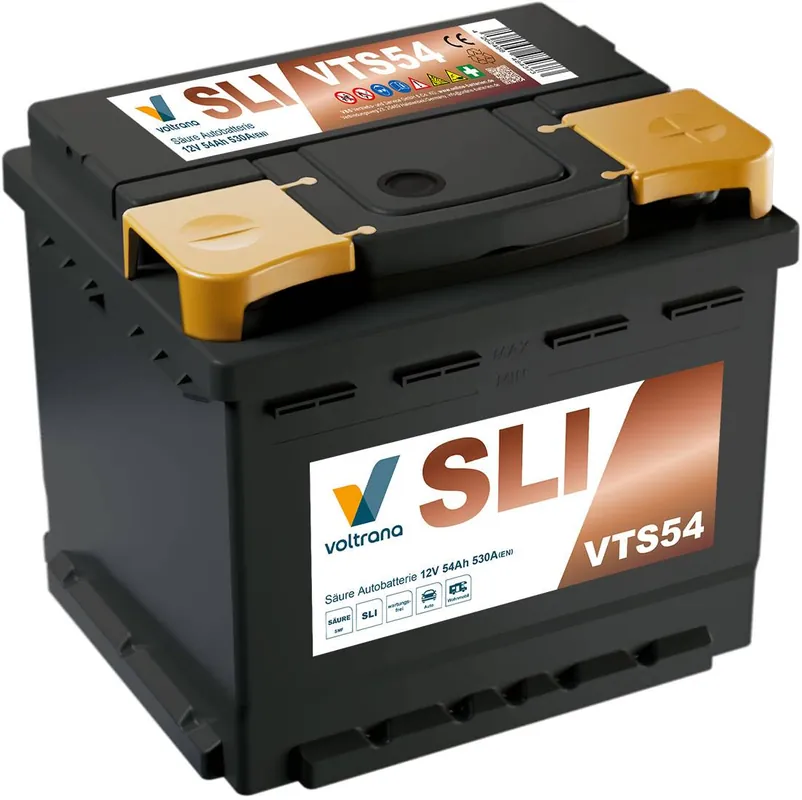 Nur Heute Voltrana Säure SLI Autobatterie 54Ah 12V 530A VTS54 H4/LN1/L1