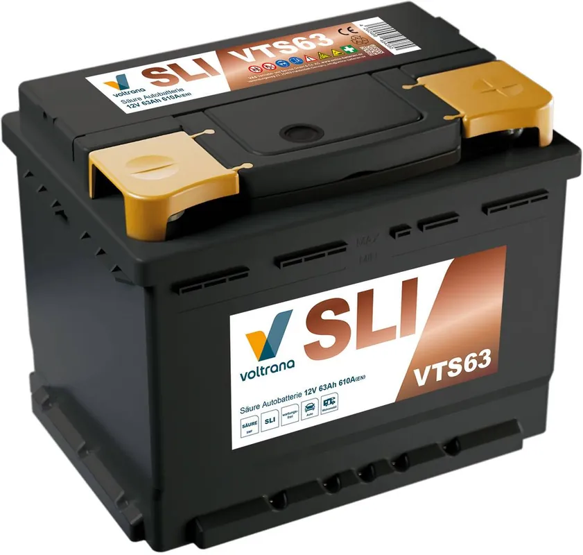 Voltrana Säure SLI Autobatterie 63Ah 12V 610A VTS63 H5/LN2/L2 Garantierte Lieferung