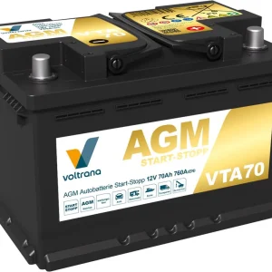 Voltrana AGM Autobatterie Start-Stopp 70Ah 12V 760A VTA70 H6/LN3/L3 Geprüft