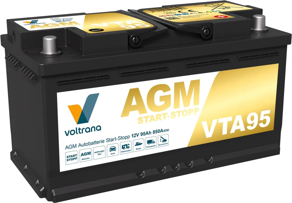 Voltrana AGM Autobatterie Start-Stopp 95Ah 12V 850A VTA95 H8/LN5/L5 Wochenendangebot