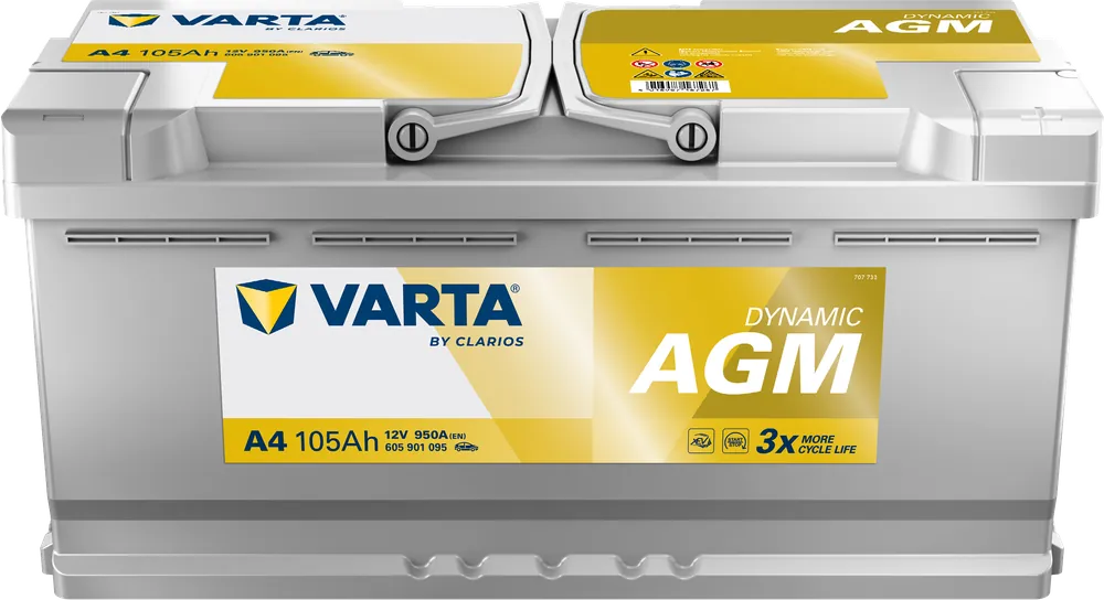 VARTA A4 Silver Dynamic AGM 12V 105Ah 950A Autobatterie Start-Stop 605 901 095 Jetzt Bestellen