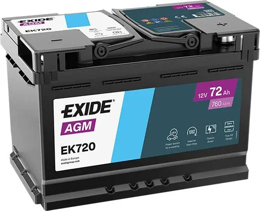 Exide EK720 Start-Stop AGM 12V 72Ah 760A Autobatterie Nur Heute