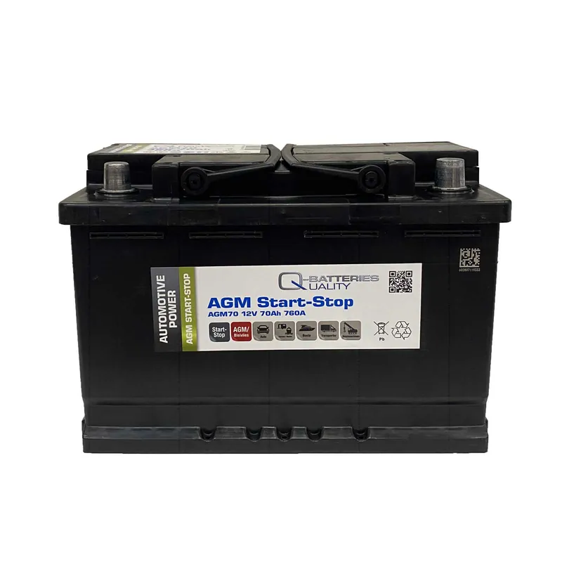 Q-Batteries Start-Stop Autobatterie AGM70 12V 70Ah 760A Super-Preis