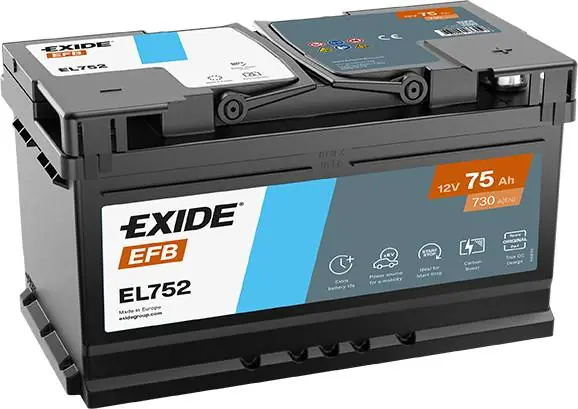 Exide EL752 Start-Stop EFB 12V 75Ah 730A Autobatterie Mega-Angebot