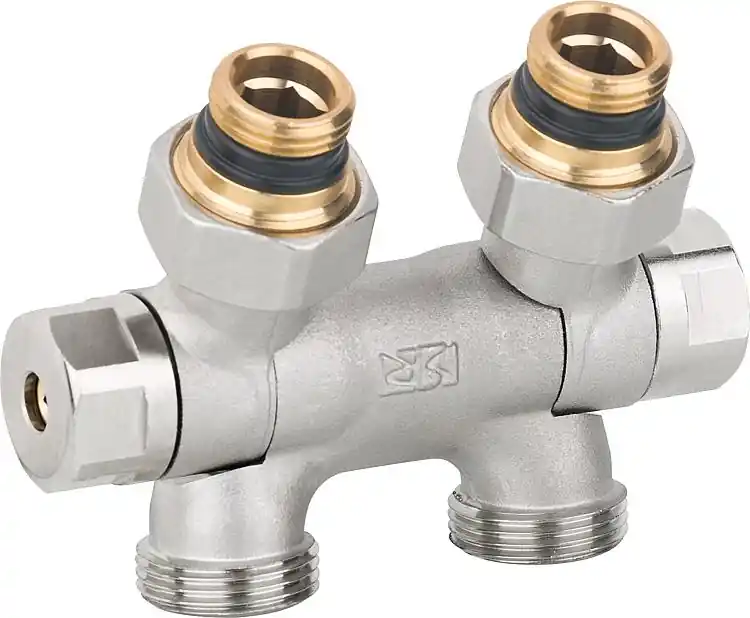 Absperr-Hahnblock Flex DN15(1/2")xDN20(3/4") Eurokonus für Ein-und Zweirohrbetri Markenprodukt