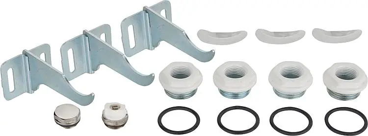 Expressversand Anschluss-Stopfen-Set A82 für Dual 80, G1"x1/2", RAL9010,inkl. Halterungen