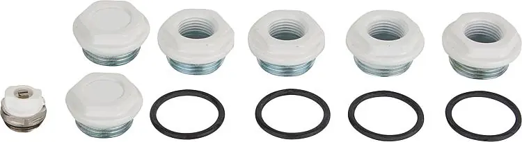 Billig Anschluss-Stopfen-Set Tribeca Röhrenradiator, G1"x1/2",RAL9010