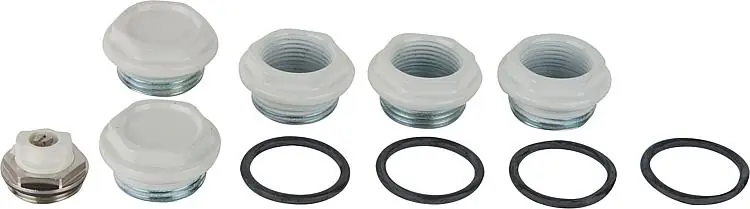 Finale Aktion Anschluss-Stopfen-Set Tribeca Röhrenradiator, G1"x3/4",RAL9010