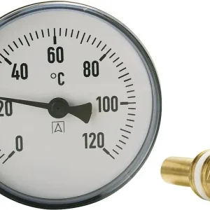 Direktkauf Bimetall-Zeigerthermometer 0-120 C d =100mm mit Fühler 100 mm