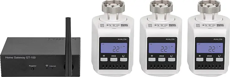 Kracherpreis Funk-Heizkörperthermostat-Set, 3x Thermostat Avalon, 1x Gateway GT-100