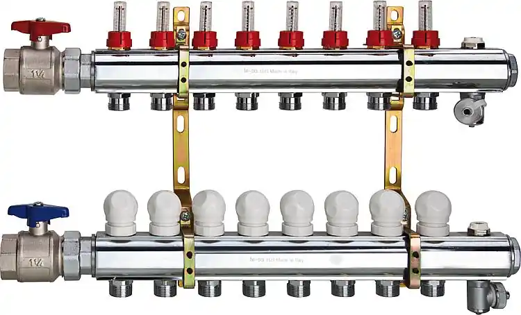 Fußbodenheizungsverteiler aus Messing 11/4" x 10 Heizkreise Highlight