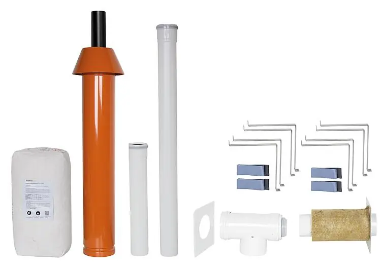 Günstig Grundpaket Porifix, Schrägdach 35° - 55°, DN 60/100 rot, 1,0m